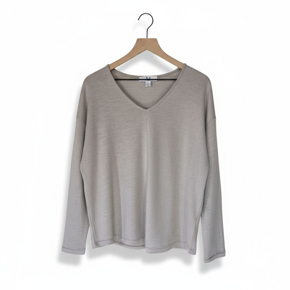 Magaschoni Taupe Lightweight V-Neck Sweater Size Medium
